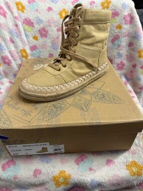Free People Menorca Lace-Up Boot in Sand